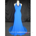 blue sexy chiffon beaded halter low back evening dress/bridesmaid dresses